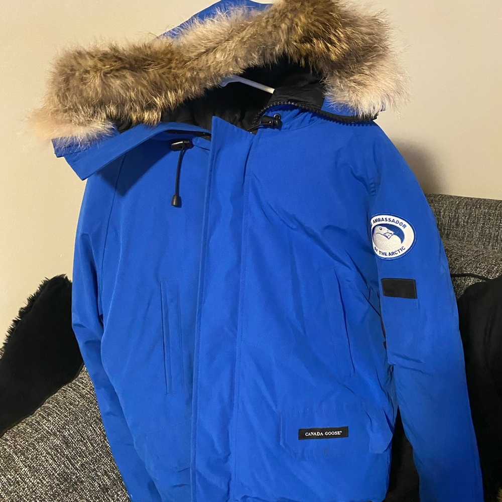 Canada Goose Blue Men's Jacket with Fur Hood